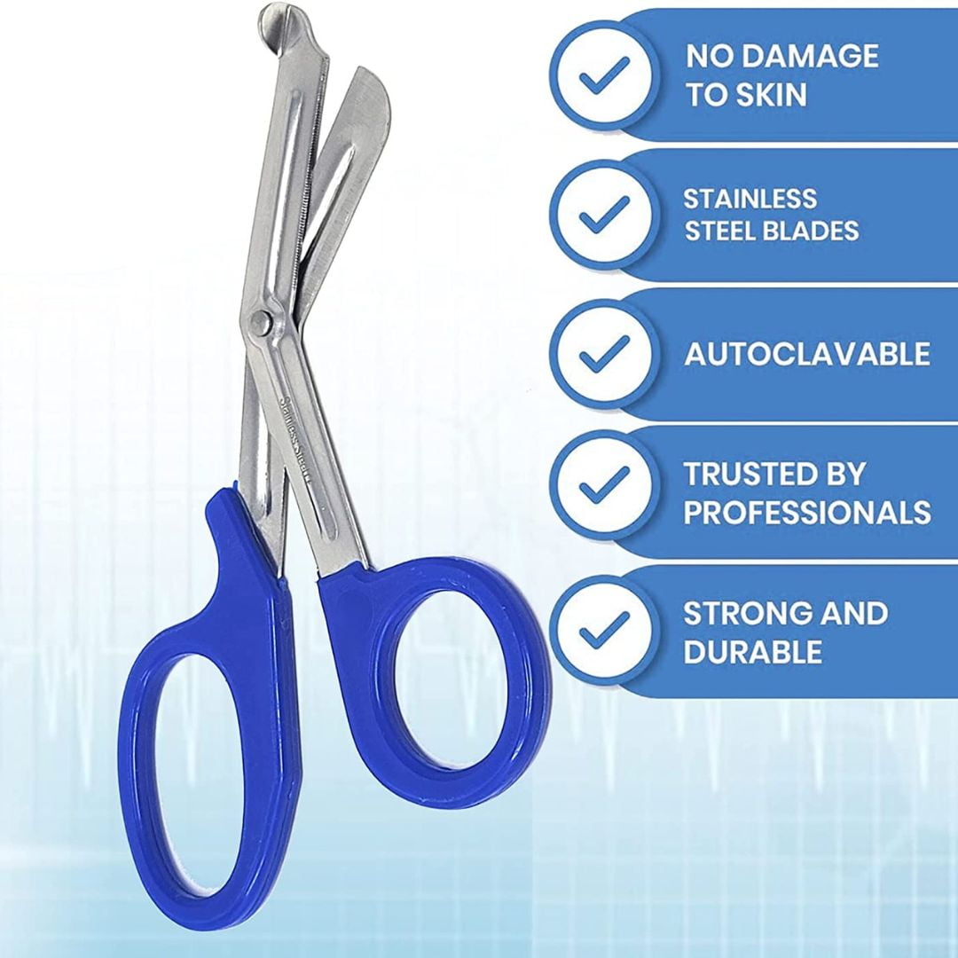 24/Pack Royal Blue Handle Trauma Shears 7.25" Stainless Steel Scissors for Paramedics, EMT, Nurses, Firefighters + More