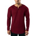 thumbnail image 1 of FAROOT Men's Spring Autumn Casual T-shirt Solid Color Long Sleeve Crewneck Button Down Shirt Tops, 1 of 7