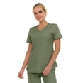 thumbnail image 3 of Medichic Scrubs Women's V-Neck Notch Fashion Stretch Scrub Top with Two Pockets, Flex Easy Care Fabric, 3 of 4