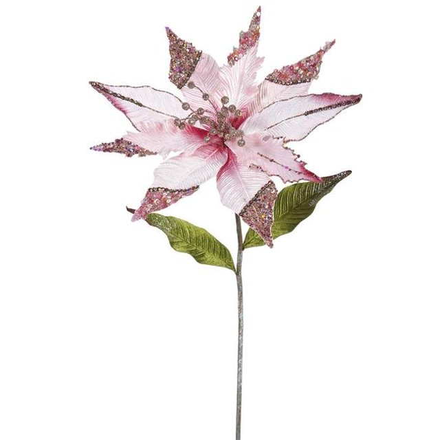 Vickerman OF161409 Pink Poinsettia Flower Stem, 26 & 12 in.