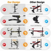 Weight Bench,Blacksmith 6-in-1 Adjustable 1100 lbs Load Bearing Weightbench Set with Squat Rack, Leg Developer, Preacher Curl, Butterfly Arms