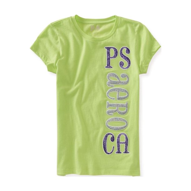 Aeropostale Girls Glitter Logo Graphic T-Shirt, Verde, S (8)