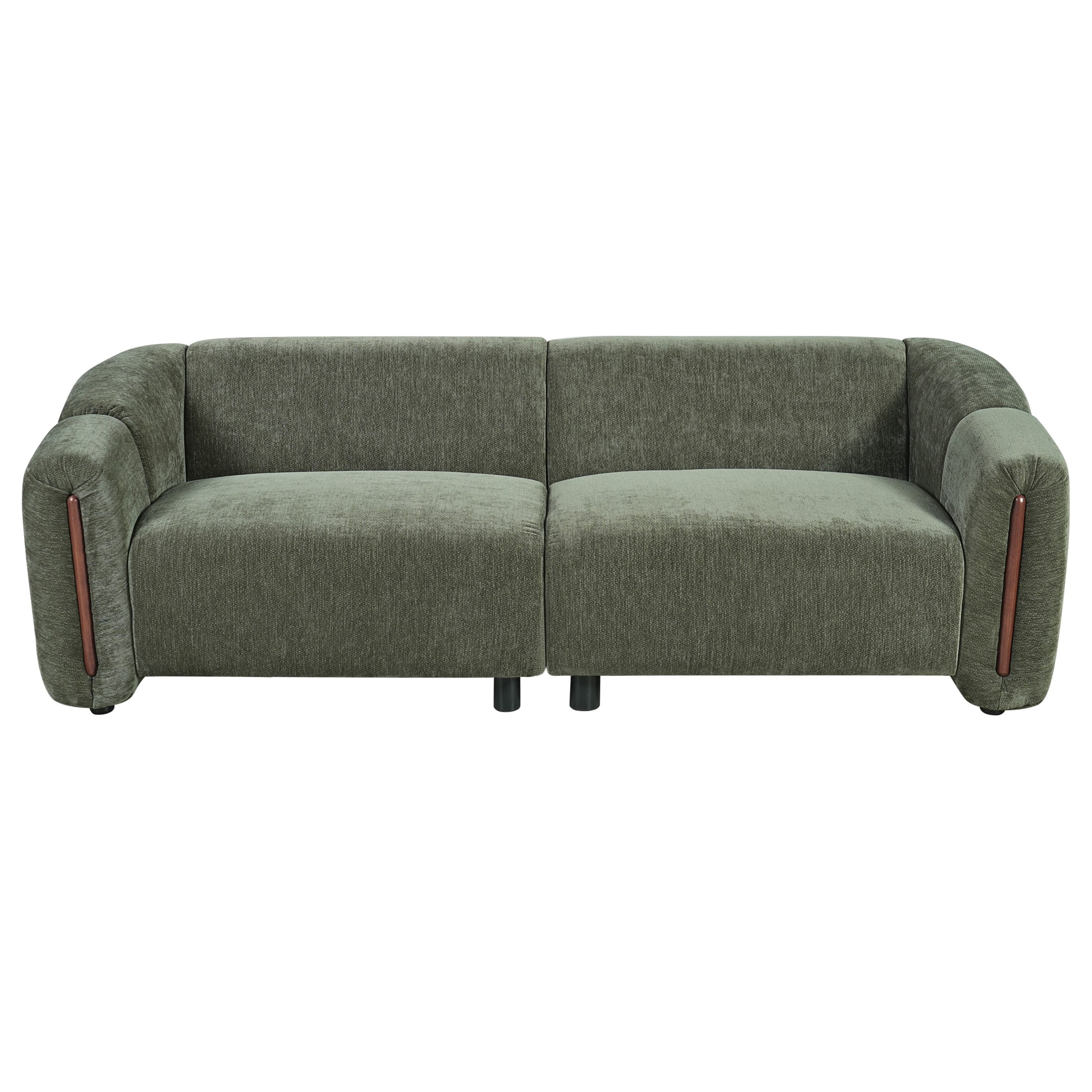 Christopher Knight Home 87.4" Modern Curved Upholstered 3-Seater Sofa with Wide Armrest, Green