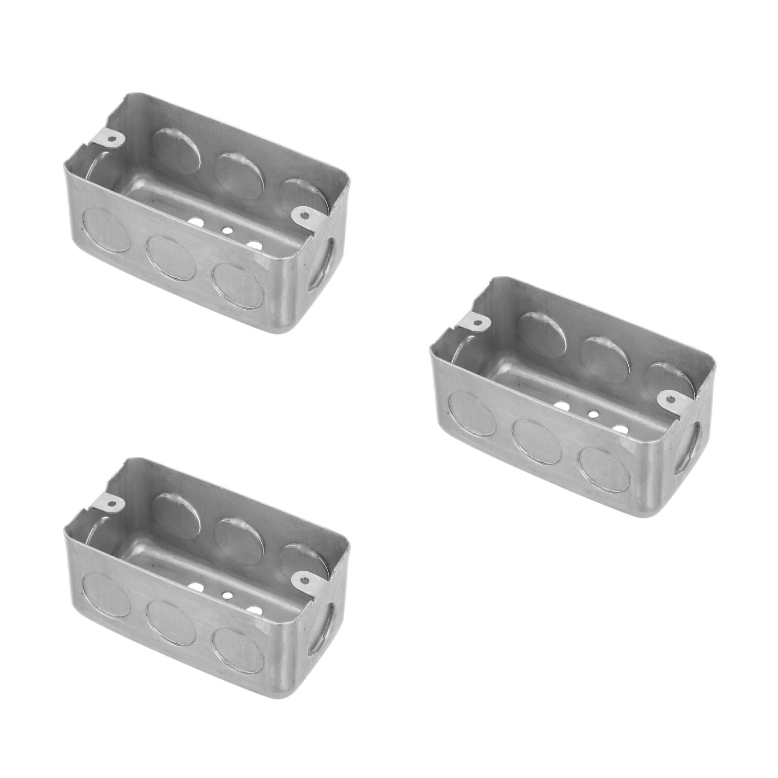 Worgeous 3pcs Metal Electrical Box Single Gang Electrical Box Deep Junction Box Metal Galvanized Electrical Box Drawn Construction
