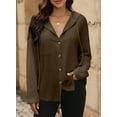 thumbnail image 4 of DOKOTOO Plus Sweatshirts for Women Button Down Casual Tunic Tops Long Sleeve Hooded Shirts Dark Brown XXL US18-20, 4 of 6