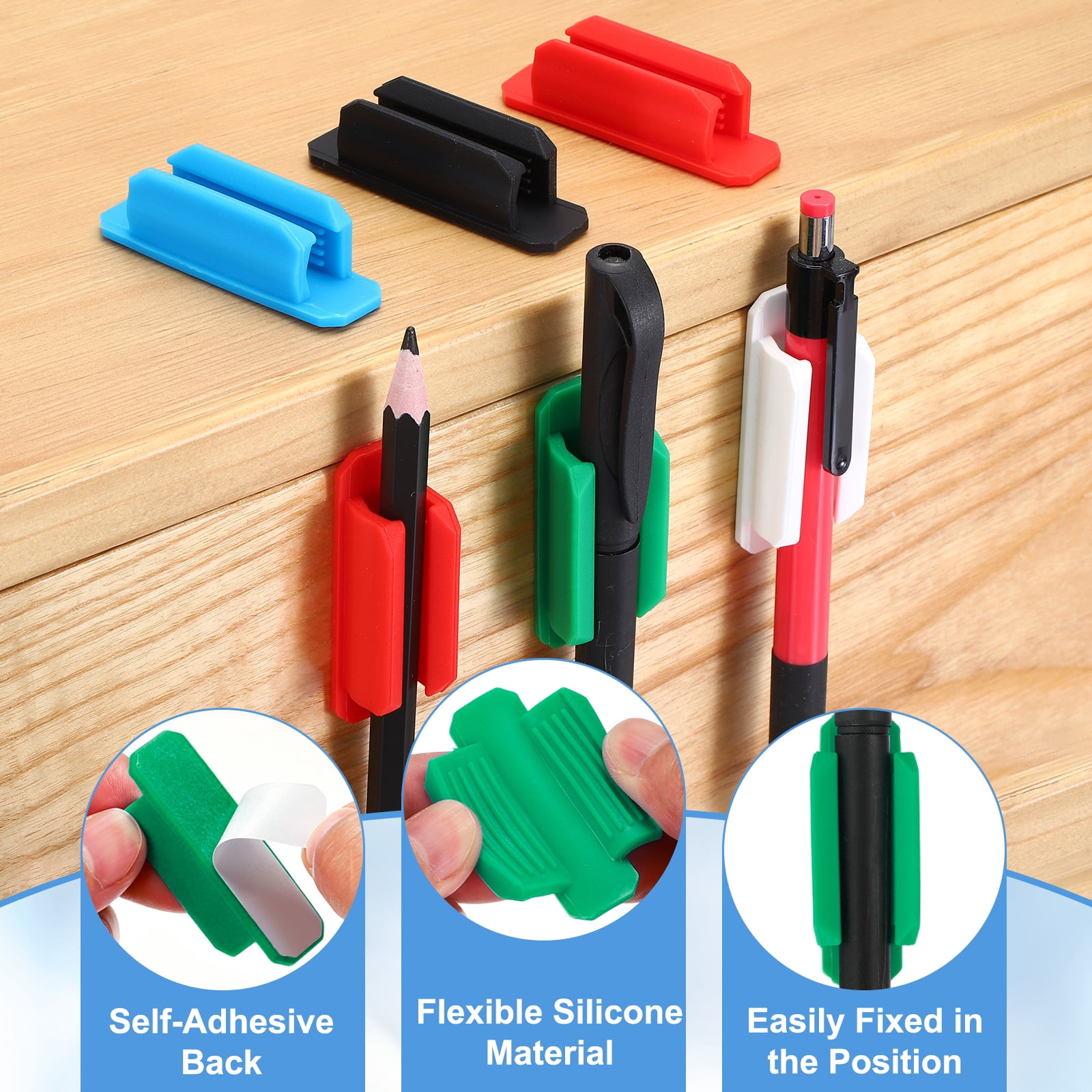 Adhesive Pen Holders, 36 Pack Silicone Flexible Pencil Holder Marker Clip Organizer for Walls, Clipboards, Writing Boards, Office, Car, Desk Accessories, Green