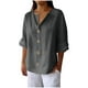thumbnail image 1 of Vestidos Casuales Para Mujer, Blusas De Mujer De Moda Blusa holgada de lino con cuello en V, manga tres cuartos y botones decorativos para mujer., 1 of 6