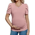thumbnail image 2 of Short Sleeve Women's Maternity Shirt Casual Puff Sleeve Knit Tops, 2 of 6