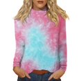 thumbnail image 2 of Long Sleeve Shirts For Women T-Shirts Crew Neck Daily Casual Tie Dye Shirt Basic Tee Loose Fit Lightweight Blouses Funny Tshirts Tops Hot Pink 3XL, 2 of 6