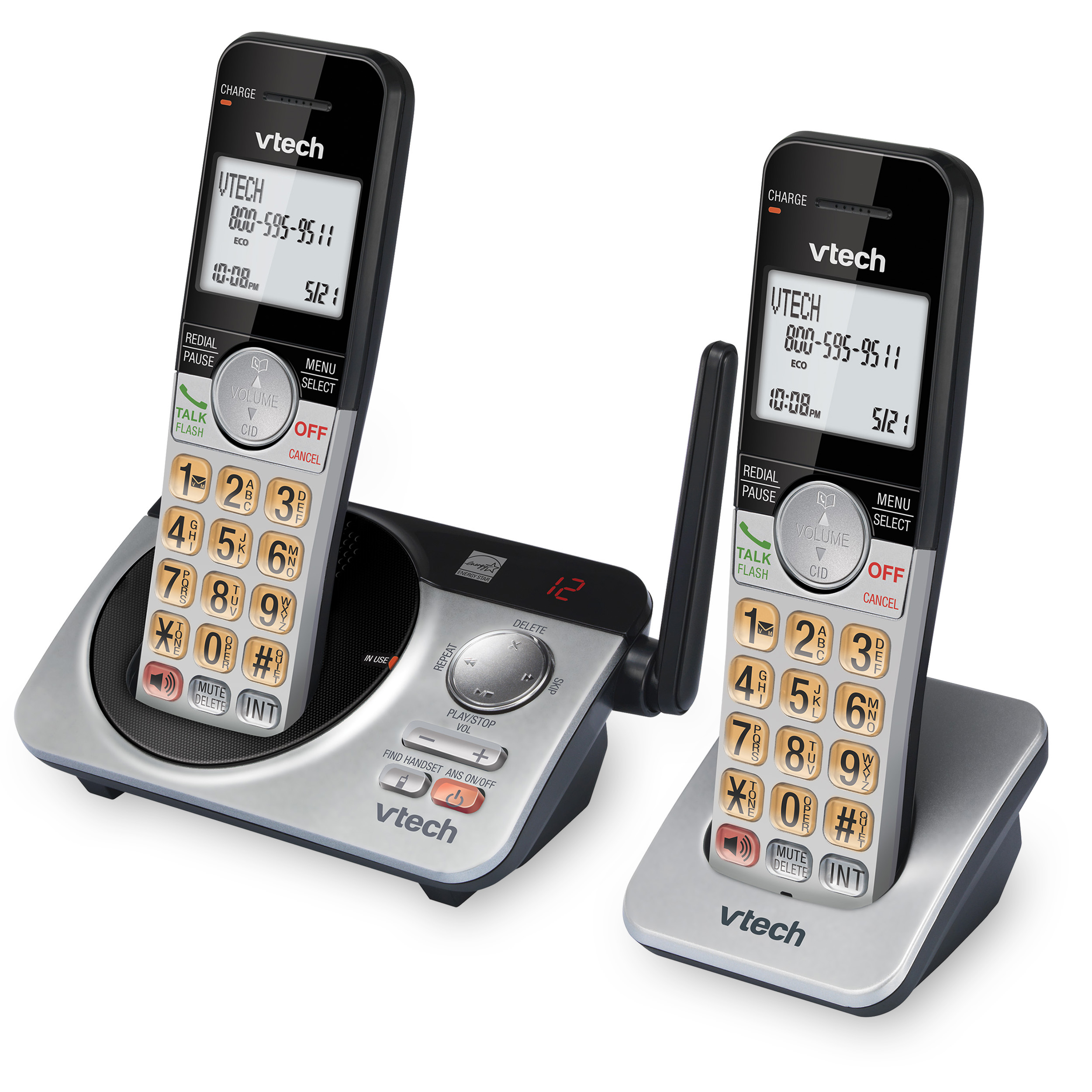 VTech CS5229-2 2 Handset Extended Range DECT 6.0 Cordless Phone with Answering System (Silver/Black) - image 3 of 18