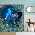 thumbnail image 3 of 3Pcs Bath Mat Non-Slip Rug Lid Toilet Cover for Home Decor Gift w/ Waterproof Deep Sea Ocean Dolphin Pattern Bathroom Shower Curtain Set, 3 of 8