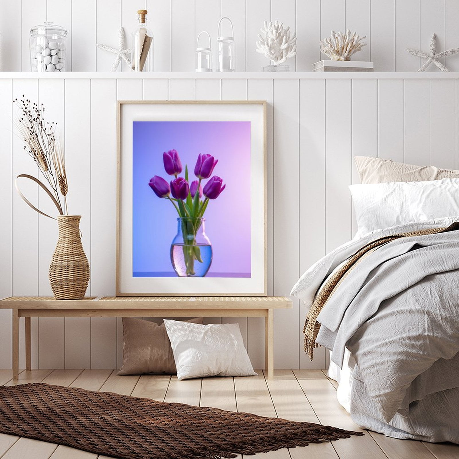 Diamond Art Kits for Adults - 5d Purple Tulips Glass Vase Arrangement Diamond Painting for Adults, Diamond Art for Adults Beginners, Diamond Painting Kits for Adults for Home Wall Decor