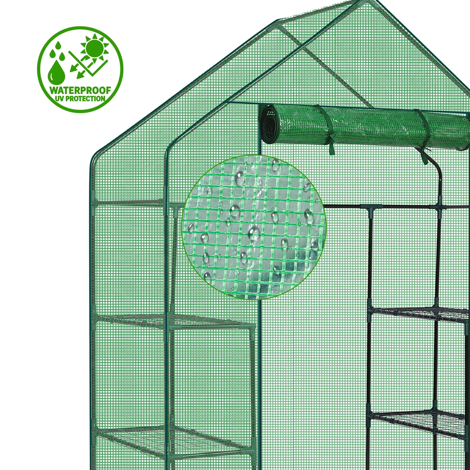Ktaxon Mini Walk-in Greenhouse with PE Cover, 4-Shelf Indoor Outdoor Plant House for Garden Backyard, 56"x29"x77", Green