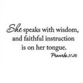 thumbnail image 2 of VWAQ She Speaks with Wisdom and Faithful Instruction is on her Tongue Proverbs 31:26 Vinyl Wall Decal Bible, 2 of 2