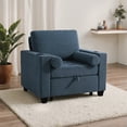 thumbnail image 7 of 3-in-1 Sleeper Chair Pull Out Sofa Bed, Convertible Reclining Seat Upholstered Armchair, Adjustable Backrest Recliner Chair with Side Pockets, Cup Holder & USB Ports - Navy, 7 of 7
