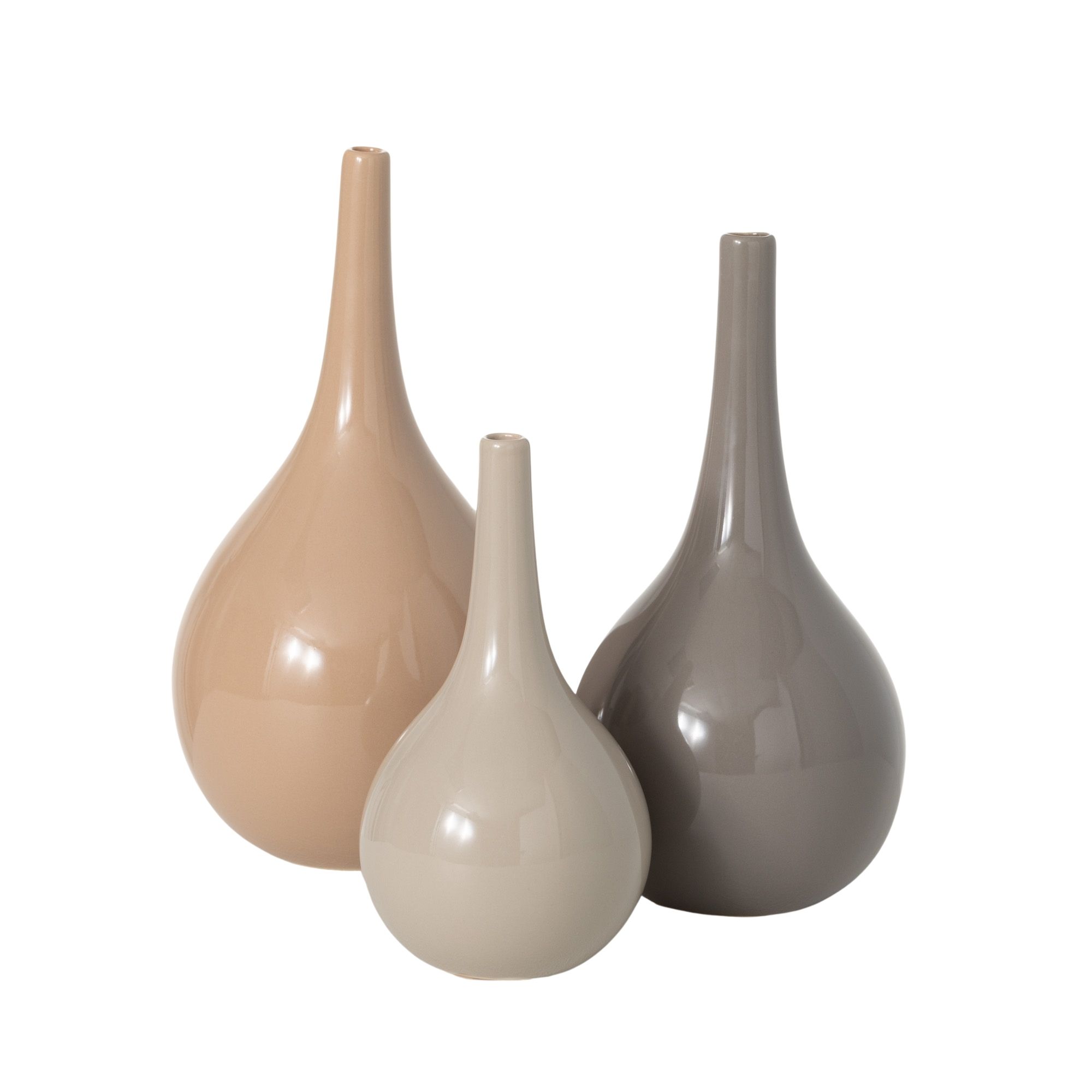 Sullivans Warm Glossy Ceramic Vase Set of 3, 10"H, 9"H & 7"H Multicolored