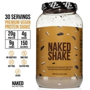Naked Shake - Chocolate Peanut Butter Protein Powder - Vegan Protein Powder from small dairy farms with MCT Oil, Gluten-Free, Soy-Free, No GMOs or Artificial Sweeteners - 30 Servings