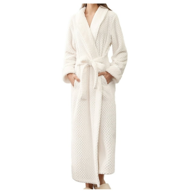 Baberdicy Robes for Women, Women's Robe Bathrobe Solid Coat Sleeved Long Clothes Winter Lengthened Splicing Home Color Robe