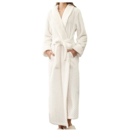 Intimates Lingerie For Women Women S Robe Bathrobe Solid Coat Sleeved Long Clothes Winter Lengthened Splicing Home Color   Women s Intimates M