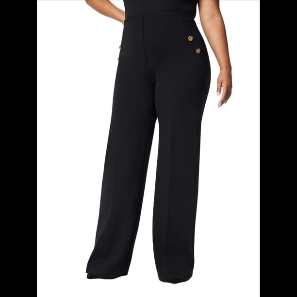 Pantalones de Vestir de Pierna para Mujer, de Cintura Alta, Elásticos, para Trabajo, Oficina, Negocios, Informales, con Bolsillos. Negro L