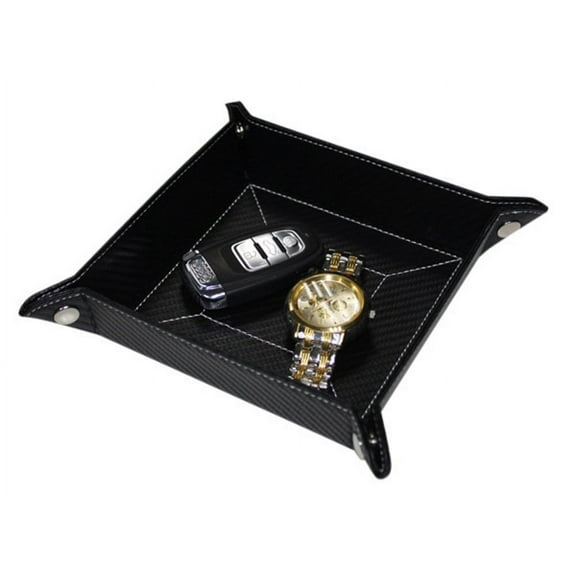 Black Carbon Fiber Coin Tray Valet Catch-all for Keys, Coins, Phone, and More