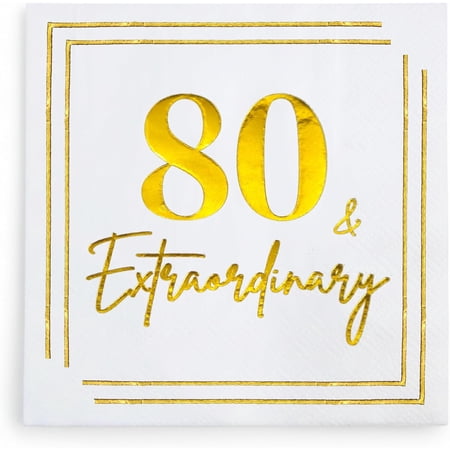 80th Birthday Cocktail Napkins Gold 80 Years Old Bday Party Decorations 80 & Extraordinary Disposable Paper Napkin Decor for Women & Men Milestone Celebration Fabulous Gift Ideas 50 Pack 80th Birthday Cocktail Napkins Gold 80 Years Old Bday Party Decorations 80 & Extraordinary Disposable Paper Napkin Decor for Women & Men Milestone Celebration Fabulous Gift Ideas 50 Pack