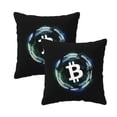 thumbnail image 1 of Velvet Decorative Throw Pillow Covers Set of 2, Soft Square Cushion Cover with Invisible Zipper Cryptocurrency Blockchain Bitcoin Printing, 16"x16", 1 of 7