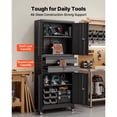 thumbnail image 4 of KFFKFF Armoire de Rangement en Métal avec Roues, Capacité de Charge d'Étagère de 180 Lb, Armoire de Rangement d'Outils de Garage Roulante de 75 Pouces de Hauteur avec 4 Portes Verrouillables et Tablettes Ajustables, 2 Tiroirs, 4 of 9