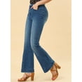 thumbnail image 5 of Unique Bargains Junior's Flare High Waist Stretch Long Pants Bell Button Jeans XL Dark Blue, 5 of 6
