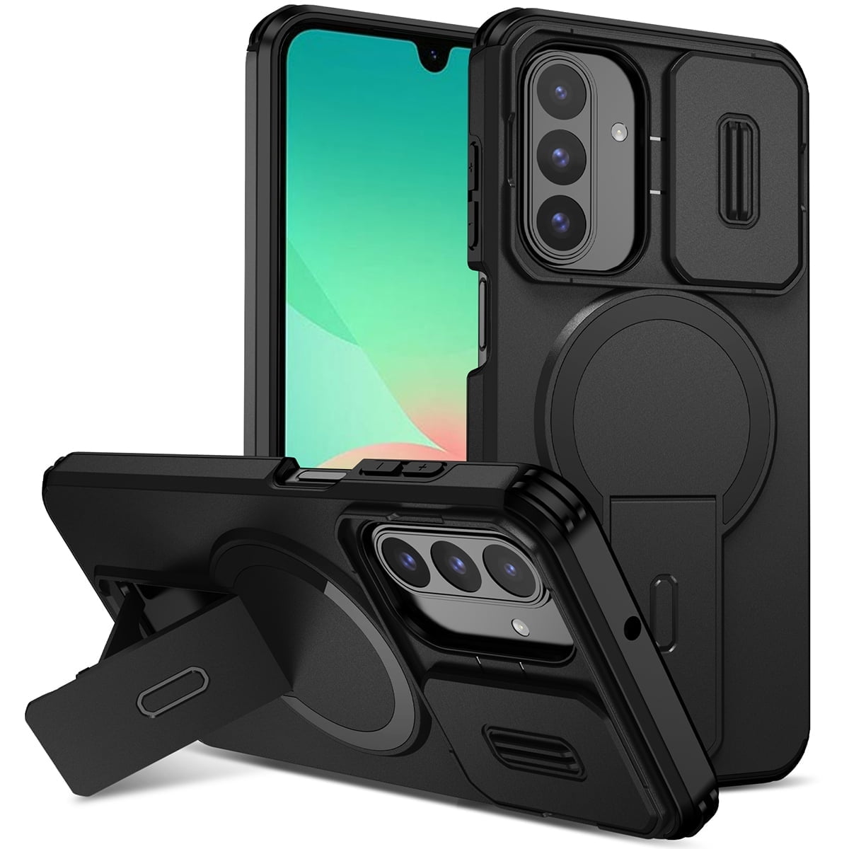 SELOZKE for Samsung Galaxy A26 5G Black Phone Holder, Magnetic Protective Phone Case