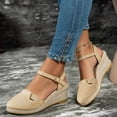 thumbnail image 4 of Women Espadrilles Wedge Sandals Closed Pointed Toe Casual Walking Sandal Ladies Slingback Ankle Strap Low Heel Shoes Yellow 6, 4 of 5