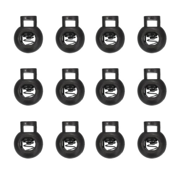 Uxcell Plastic Cord Lock, Single Hole Toggle Stopper Round Balls Shaped Adjustable Cord Stops Fastener Black