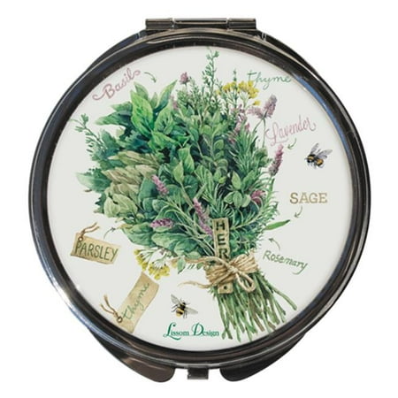 Lissom Design 61167 5 lbs Round Compact Mirror -Herb Garden