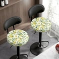 thumbnail image 3 of ZIATUBLE Lemon Flower Round Stool Cover Cushion Stretch Circle Chair Slipcover Set 2 Piece Polyester Round Stool Slipcover 14"-16" Stool Slipcovers for Home and Commercial Daily Decor, 3 of 6