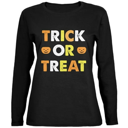 Black Long T-shirt - Halloween Trick Or Treat Black Womens Long Sleeve T-Shirt