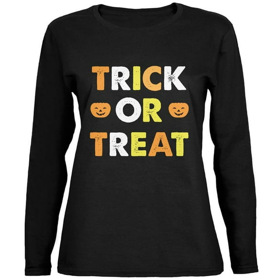 Halloween Trick Or Treat Black Womens Long Sleeve T-Shirt - 2X-Large