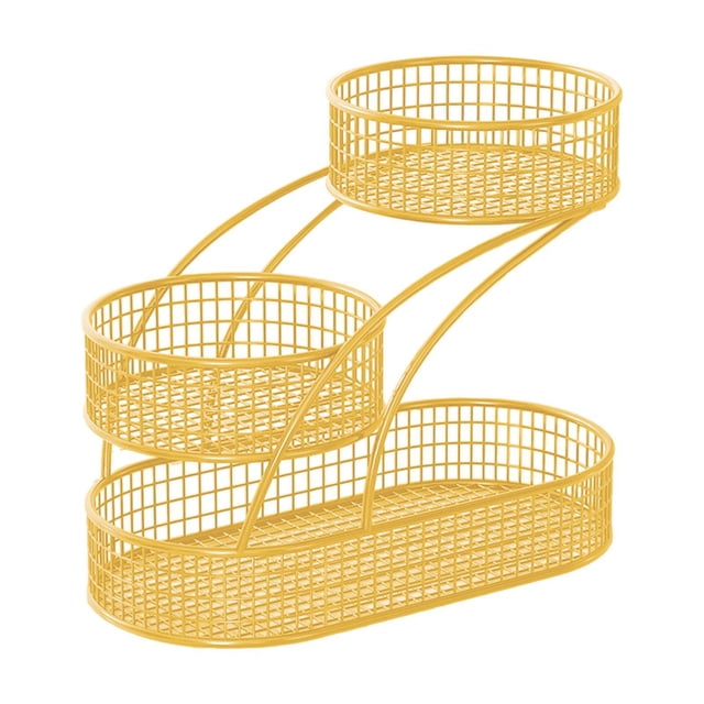 Frutero de Metal Cesta Organizadora para Frutas Soporte de Tres Pisos para Pan y Vegetales Bandeja Portátil para Snacks Estructura de Hierro Resistente Adecuado para Eventos Decoración del