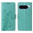 thumbnail image 2 of For Google Pixel 9 Pro 6.3 inch Embossed Butterfly Flowers With Card Slots And A Cash Compartment Shockproof Kickstand Flip Leather Phone Case For Women,Green,For Google Pixel 9 Pro, 2 of 7
