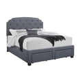 thumbnail image 2 of Home Design Carolina Queen Panel Bed Frame with Button-Tufted Headboard and Storage Drawers, Gray, Easy assembly, 2 of 6