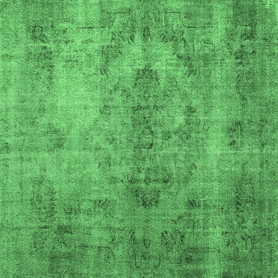 Ahgly Company Indoor Square Persian Emerald Green Bohemian Area Rugs, 7' Square