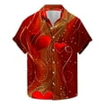 thumbnail image 2 of Men's Valentine's Day T-Shirt Love Printed Short Sleeved Lapel Shirt,Valentine's Day Gift for Him Multicolor, 2 of 5