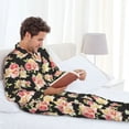 thumbnail image 6 of Sikiie Rose Flowers Mens Pajama Set, Soft Warm Long Sleeve Sleepwear, Cozy Button-Down Pjs for Men-Large, 6 of 7