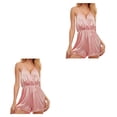 thumbnail image 2 of Guardurnaity Body con cuello en V de algodón vestido de noche sin espalda aniversario pijama apasionado mono ropa de dormir lencería para mujer rosa S Rosado S 2piezas Guardurnaity CBP391490, 2 of 6