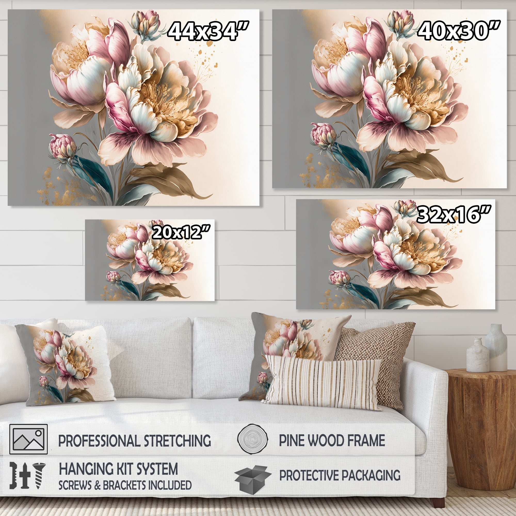 Designart Pink And Gold Peruvian Lily I Canvas Wall Art
