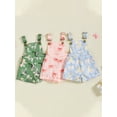 thumbnail image 3 of Suealasg Little Girls Overalls Duck/Bunny/Bow Print Sleeveless Square Neck Suspender Jumpsuit, 3 of 9