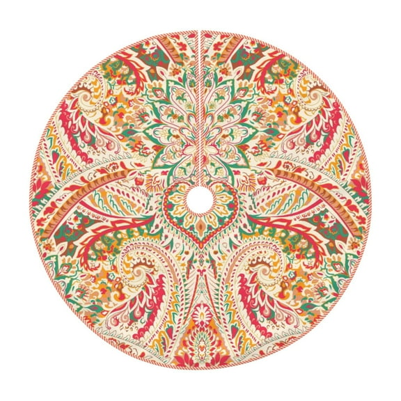 Rateoe Indian Paisley 1 Pattern Christmas Tree Skirt with Ties , Christmas Tree Decorations, Farmhouse Christmas Decor Xmas Holiday Decorations-30"