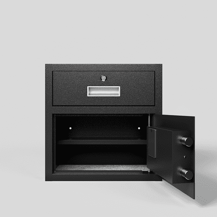 Steel Security Safe and Lock Box with Electronic Keypad - Secure Cash, Jewelry, ID Documents, Black, 1.69Cubic Feet