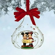 2014 Disney Mickey and Minnie Mouse Glass Sketchbook Christmas Ornament