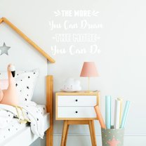 VWAQ The More You Can Dream The More You Can Do Wall Decal Inspirational Wall Quote Sayings Bedroom Decor Motivational Classroom Wall Art Stickers - 35"H X 42"W WHITE