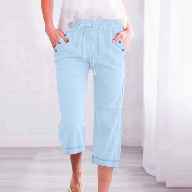 Pantalons Capri pour Femmes, Ample avec Cordon de Serrage 3/4